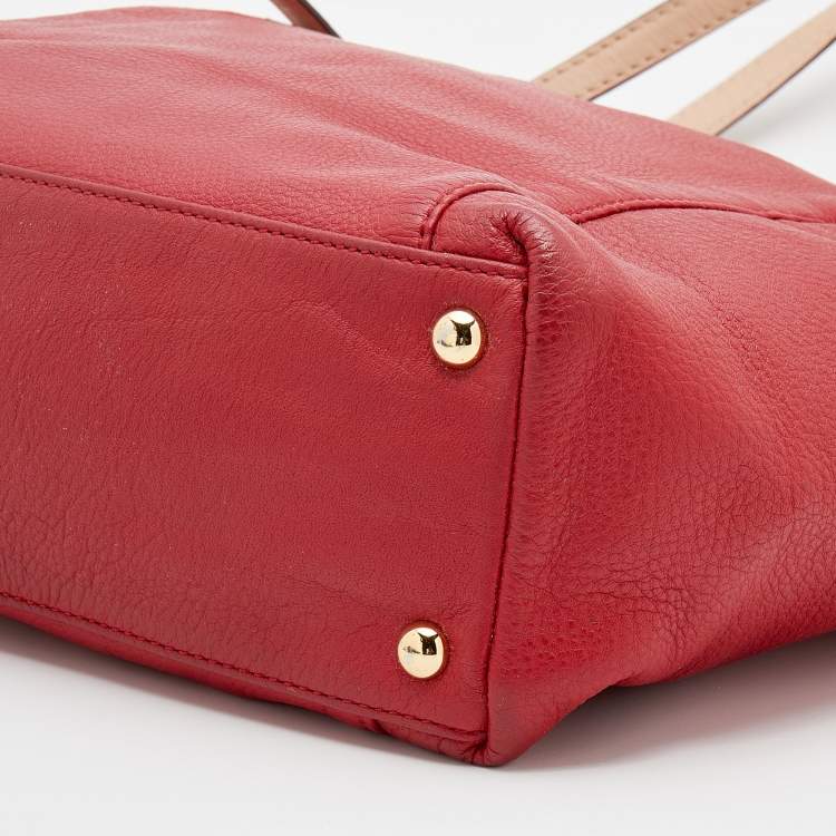 Pre Owned MICHAEL Michael Kors Red Leather Jet Set Tote