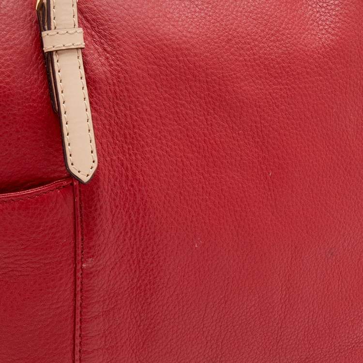Pre Owned MICHAEL Michael Kors Red Leather Jet Set Tote