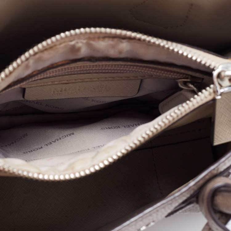 Pre Owned MICHAEL Michael Kors Beige Leather Mini Mercer Tote