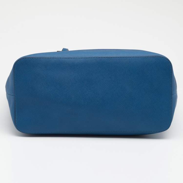 Pre Owned MICHAEL Michael Kors Blue Leather Large Jet Set Travel Tote