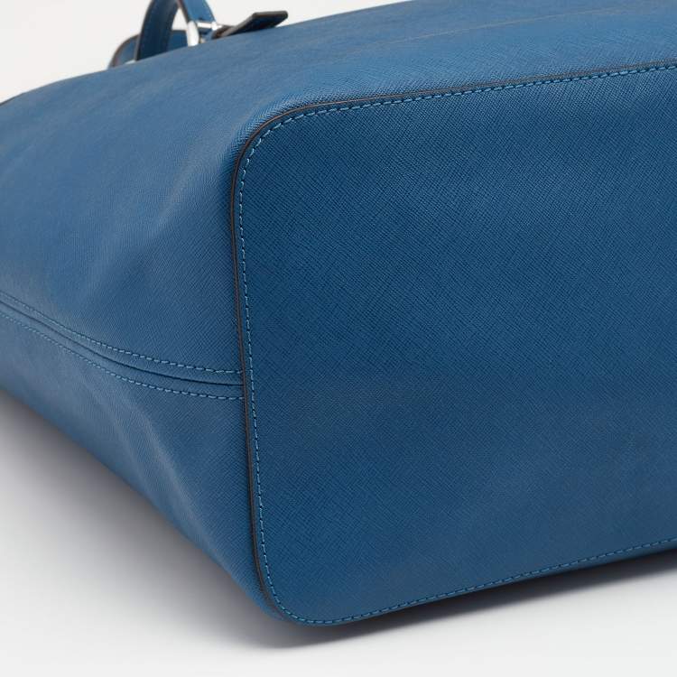 Pre Owned MICHAEL Michael Kors Blue Leather Large Jet Set Travel Tote