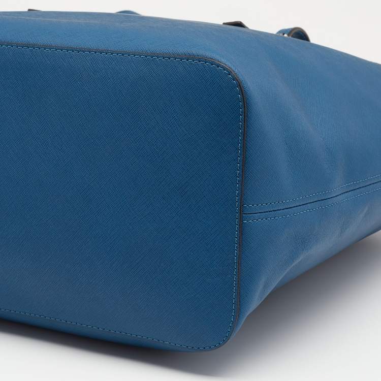 Pre Owned MICHAEL Michael Kors Blue Leather Large Jet Set Travel Tote