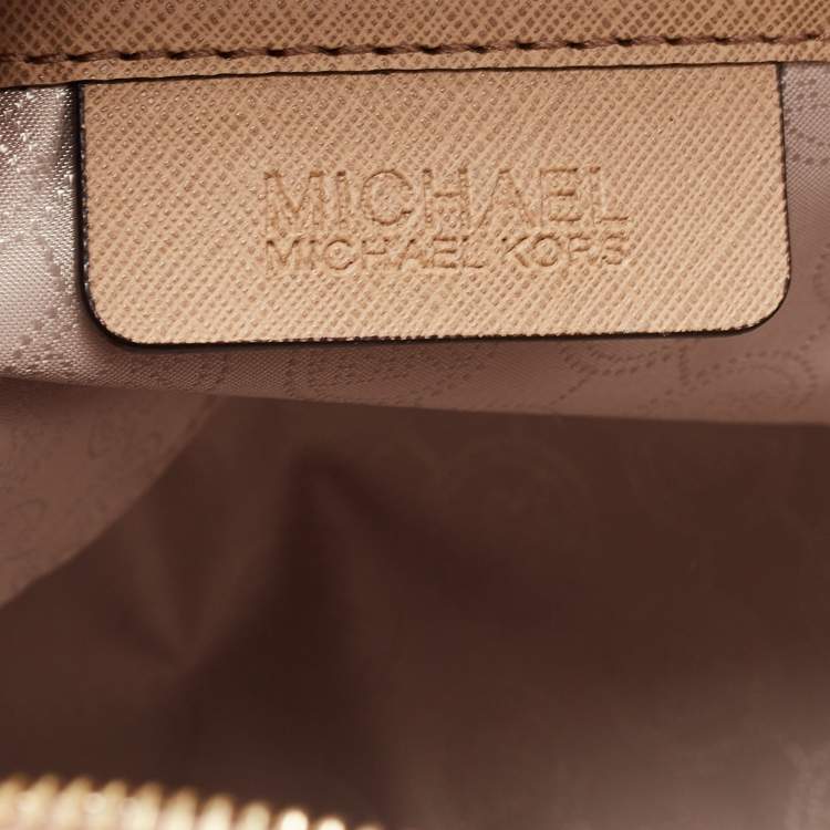 Pre Owned MICHAEL Michael Kors Beige Leather Zip Satchel