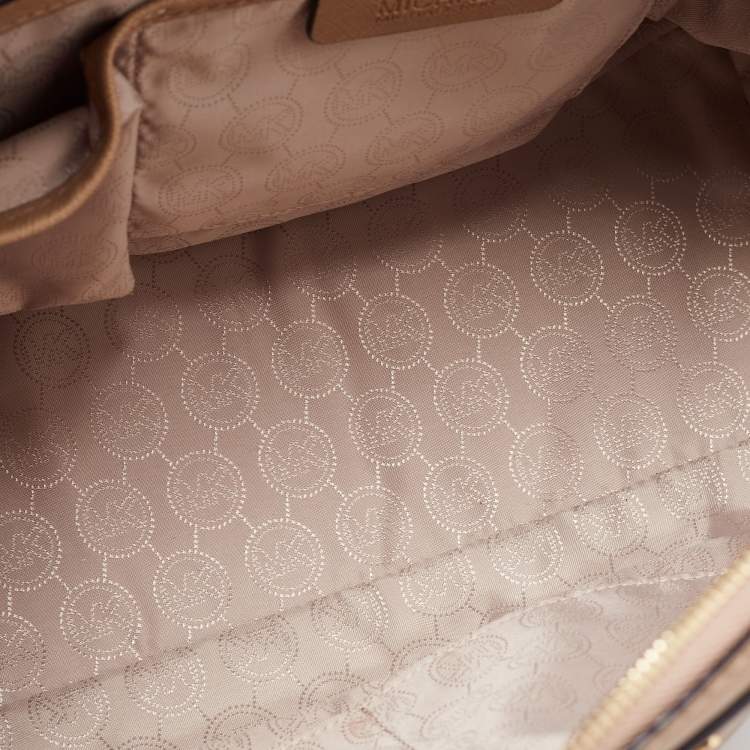Pre Owned MICHAEL Michael Kors Beige Leather Zip Satchel