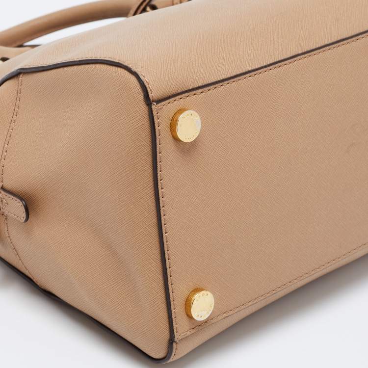 Pre Owned MICHAEL Michael Kors Beige Leather Zip Satchel