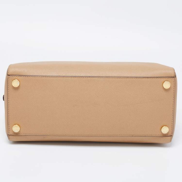 Pre Owned MICHAEL Michael Kors Beige Leather Zip Satchel