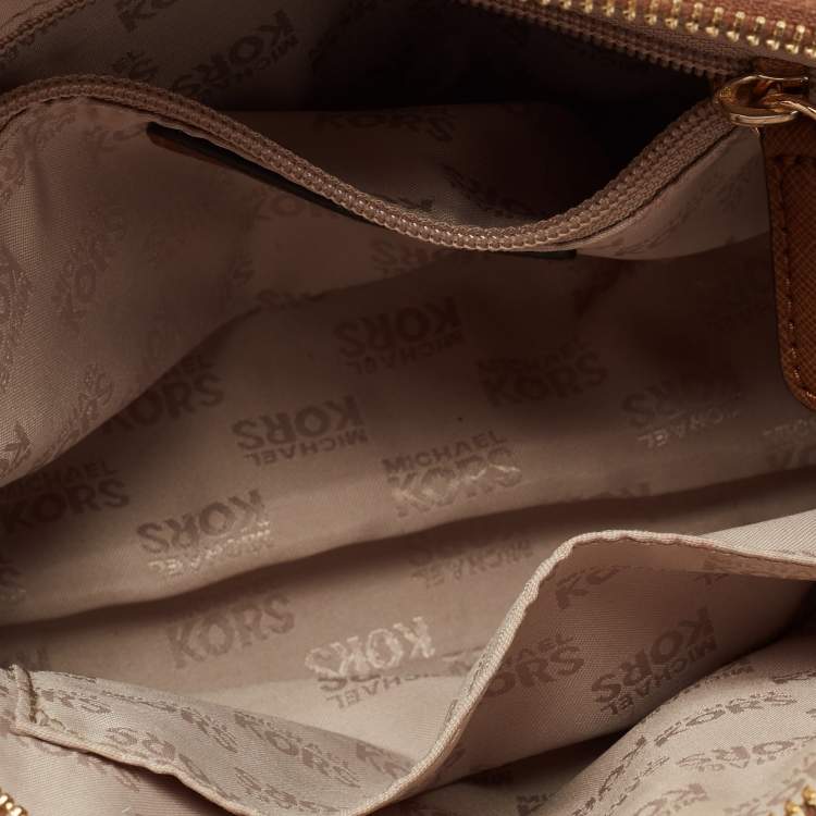 Pre Owned MICHAEL Michael Kors Tan Leather Emmy Crossbody Bag