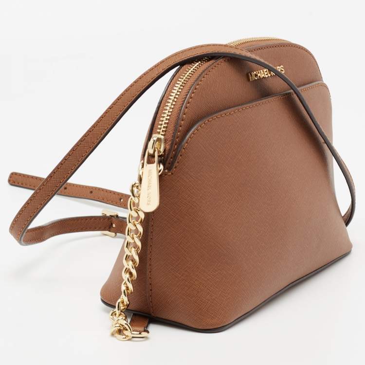 Pre Owned MICHAEL Michael Kors Tan Leather Emmy Crossbody Bag
