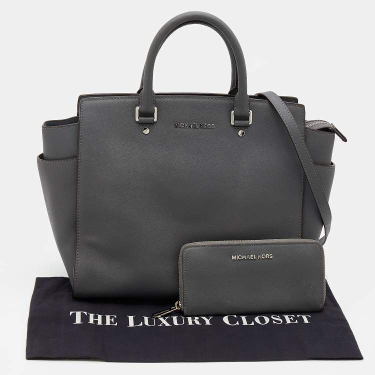 مملوكة مسبقًا MICHAEL Michael Kors Grey Leather Large Selma Tote