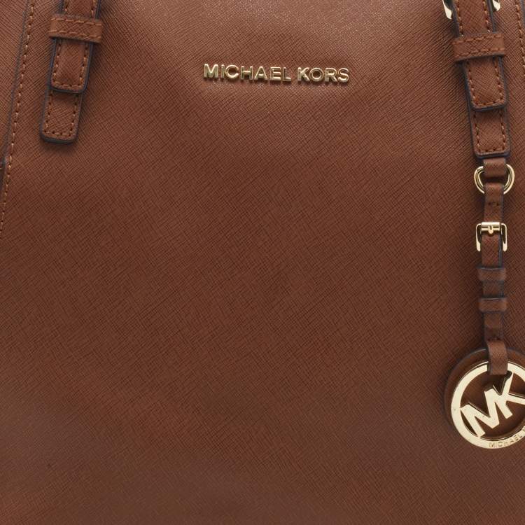 Pre Owned MICHAEL Michael Kors Caramel Leather Top-zip Jet Set Tote