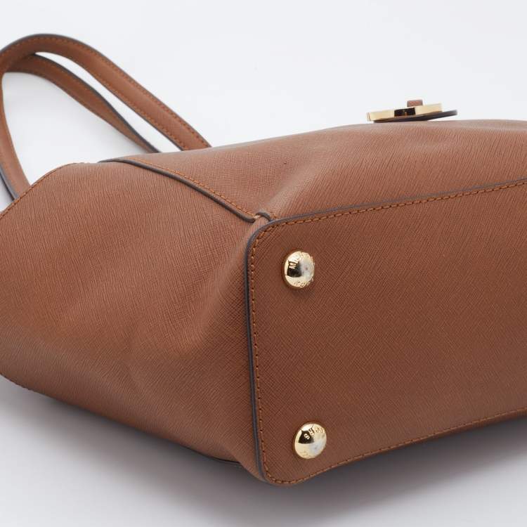 Pre Owned MICHAEL Michael Kors Caramel Leather Top-zip Jet Set Tote