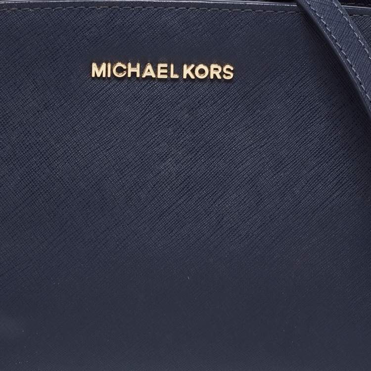 Pre Owned MICHAEL Michael Kors Blue Saffiano Leather Small Selma Crossbody Bag