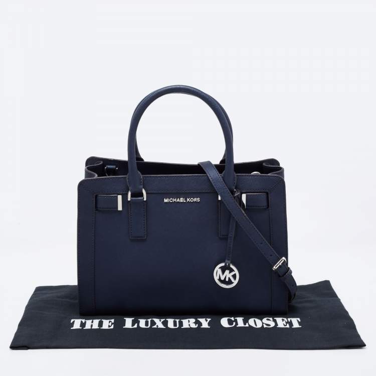 مملوكة مسبقًا MICHAEL Michael Kors Navy Blue Saffiano Leather Rayne Shoulder Bag