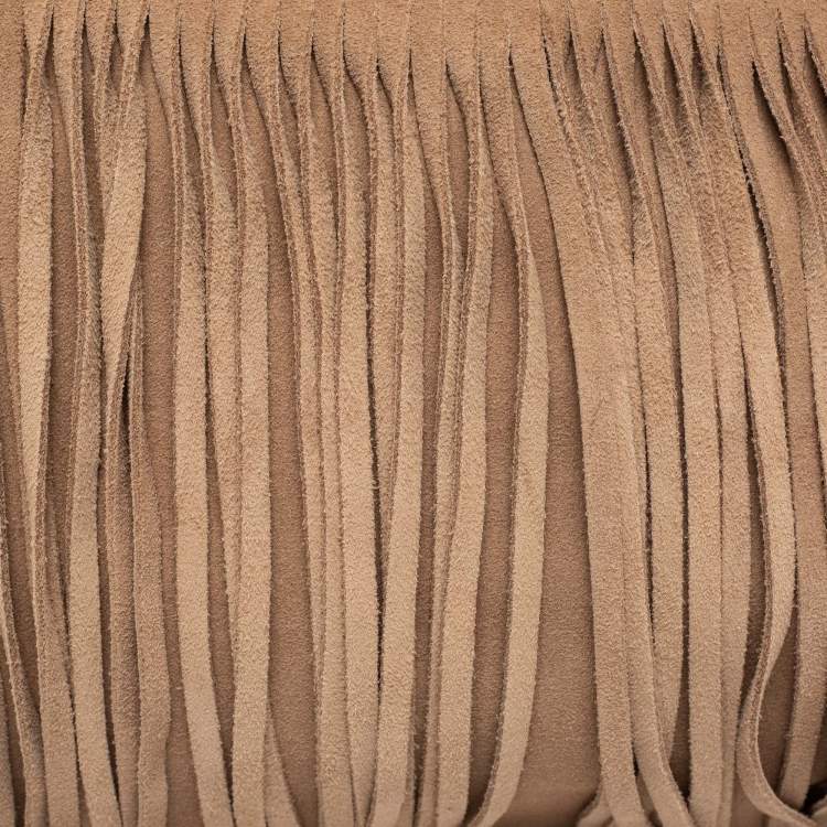 Pre Owned MICHAEL Michael Kors Beige Suede Fringe Billy Shoulder Bag