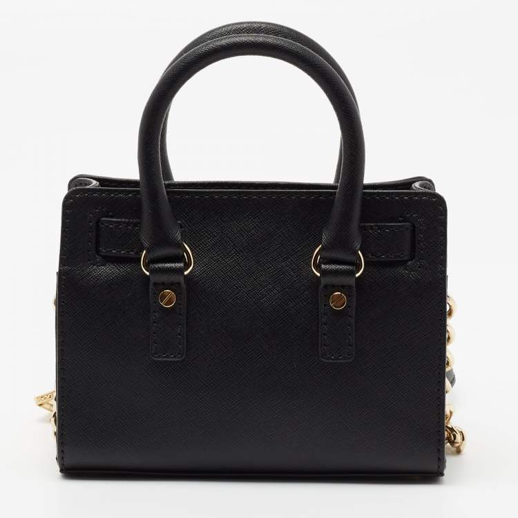 Pre Owned MICHAEL Michael Kors Black Saffiano Leather Mini Hamilton Crossbody Bag   