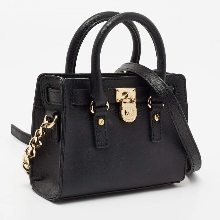 Pre Owned MICHAEL Michael Kors Black Saffiano Leather Mini Hamilton Crossbody Bag   