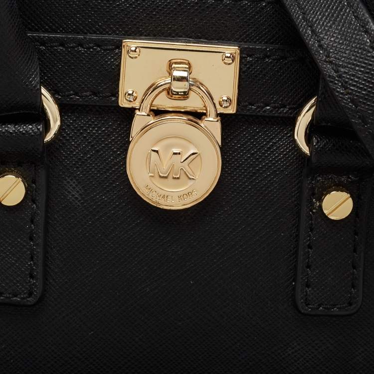 Pre Owned MICHAEL Michael Kors Black Saffiano Leather Mini Hamilton Crossbody Bag   