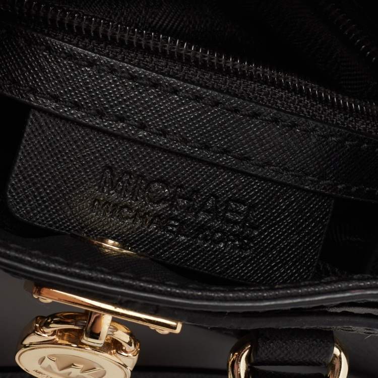 Pre Owned MICHAEL Michael Kors Black Saffiano Leather Mini Hamilton Crossbody Bag   