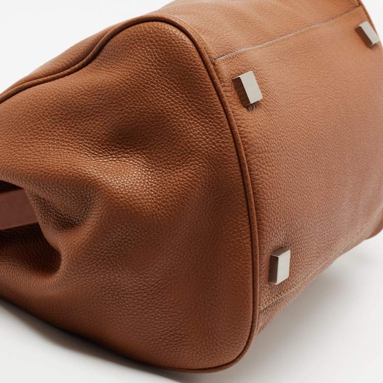 مملوكة مسبقًا MICHAEL Michael Kors Brown Grained Leather Frame Satchel