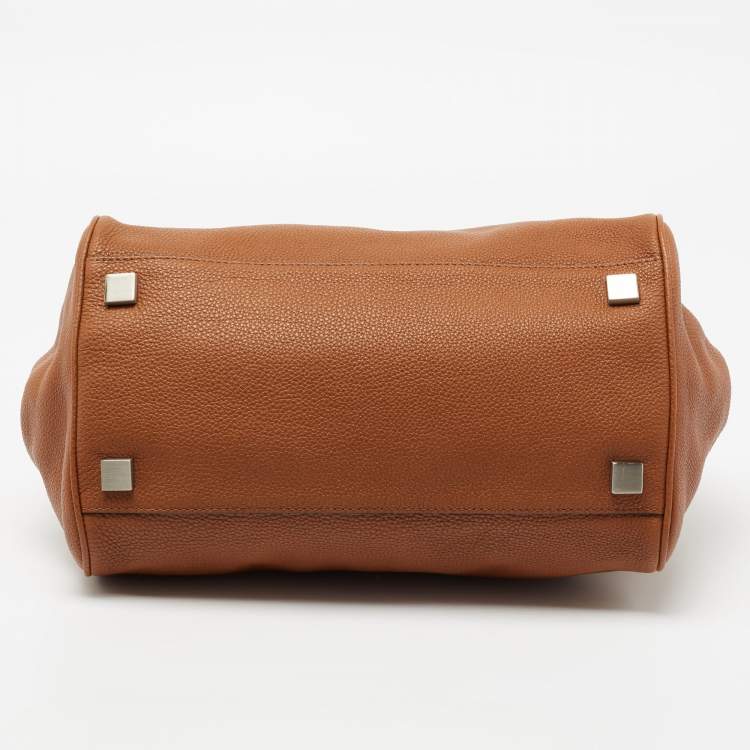 مملوكة مسبقًا MICHAEL Michael Kors Brown Grained Leather Frame Satchel