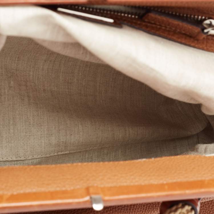 مملوكة مسبقًا MICHAEL Michael Kors Brown Grained Leather Frame Satchel