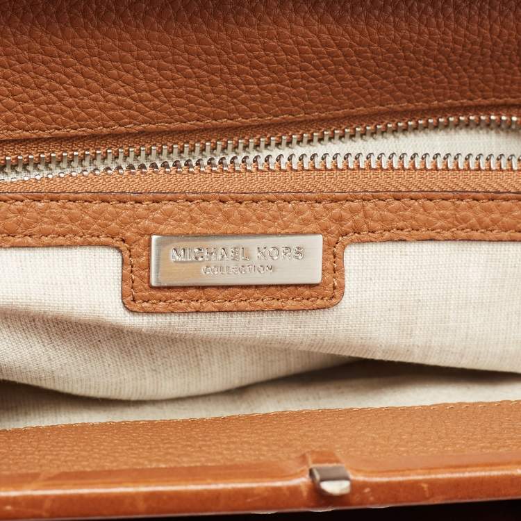 مملوكة مسبقًا MICHAEL Michael Kors Brown Grained Leather Frame Satchel