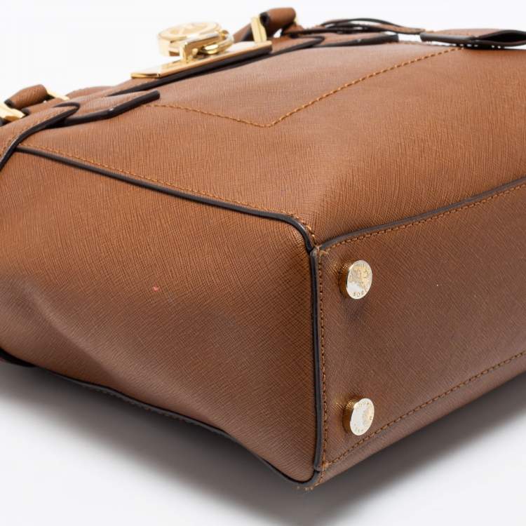 مملوكة مسبقًا MICHAEL Michael Kors Brown Saffiano Leather Medium Hamilton Traveler Tote