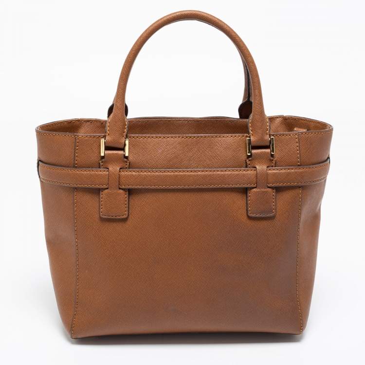 مملوكة مسبقًا MICHAEL Michael Kors Brown Saffiano Leather Medium Hamilton Traveler Tote