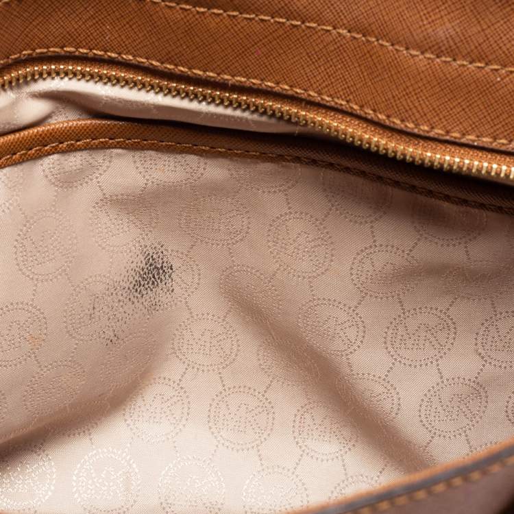 مملوكة مسبقًا MICHAEL Michael Kors Brown Saffiano Leather Medium Hamilton Traveler Tote