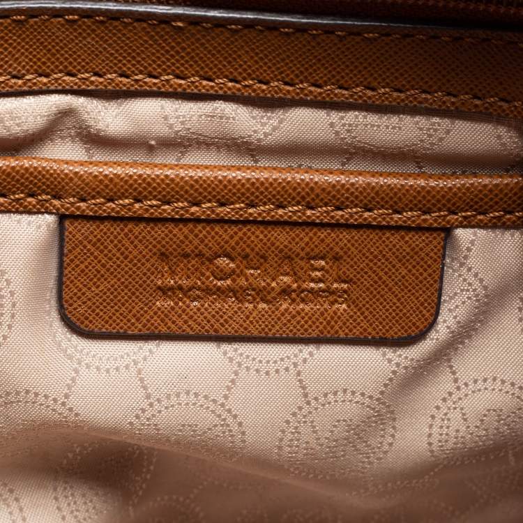 مملوكة مسبقًا MICHAEL Michael Kors Brown Saffiano Leather Medium Hamilton Traveler Tote