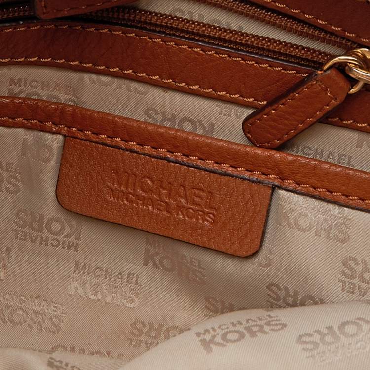 Pre Owned MICHAEL Michael Kors Brown Leather Hamilton Plaque Tote