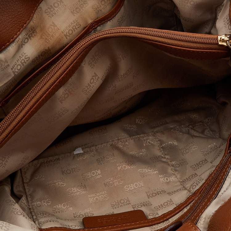 Pre Owned MICHAEL Michael Kors Brown Leather Hamilton Plaque Tote
