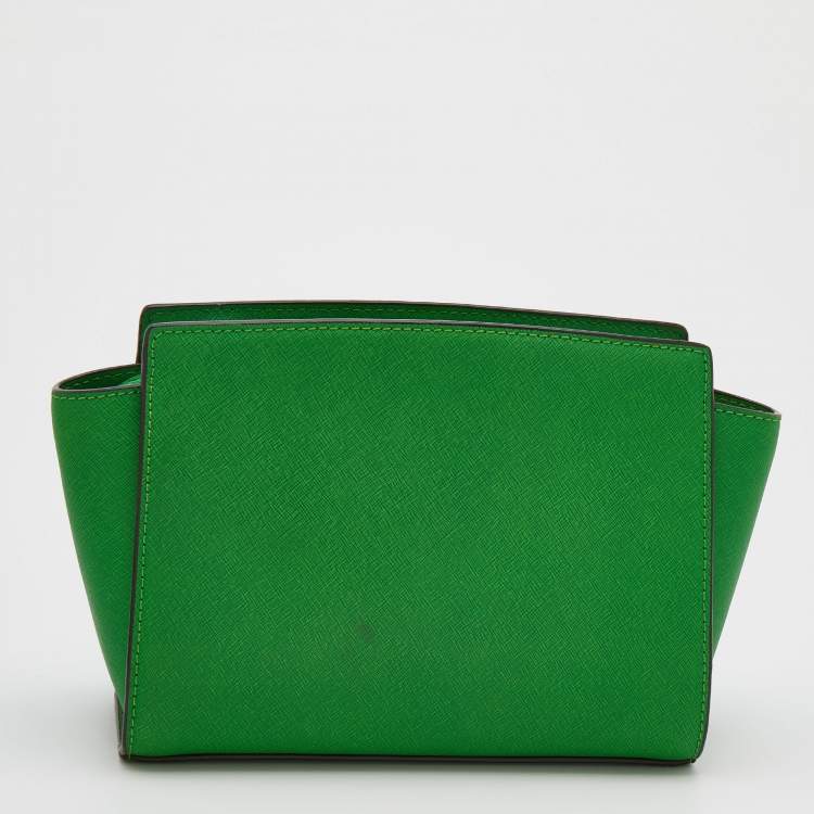 Pre Owned MICHAEL Michael Kors Green Saffiano Leather Selma Crossbody Bag