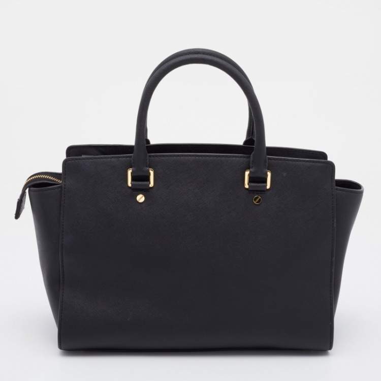 Pre Owned MICHAEL Michael Kors Black Leather Large Selma Tote