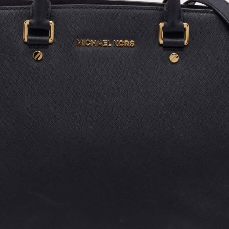 Pre Owned MICHAEL Michael Kors Black Leather Large Selma Tote