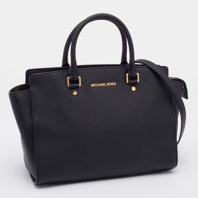 Pre Owned MICHAEL Michael Kors Black Leather Large Selma Tote