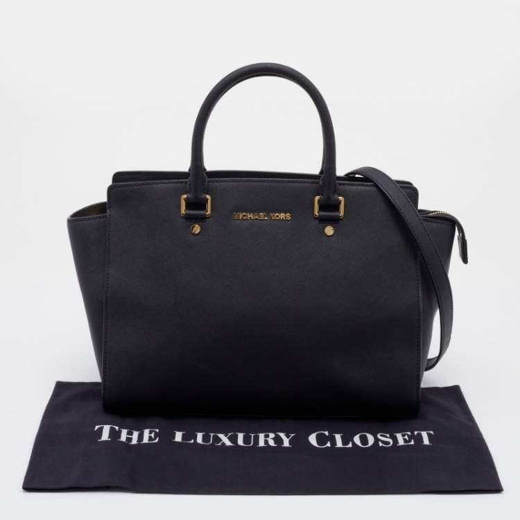 Pre Owned MICHAEL Michael Kors Black Leather Large Selma Tote