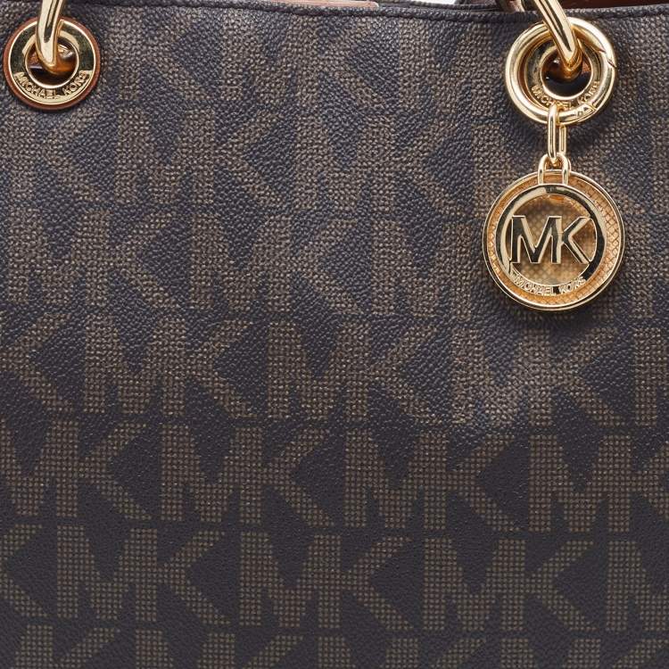 Pre Owned MICHAEL Michael Kors Brown Coated Canvas Large Cynthia Tote