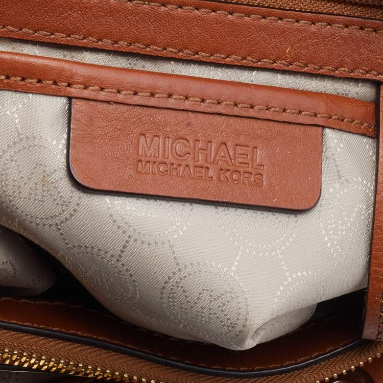 Pre Owned MICHAEL Michael Kors Brown Coated Canvas Large Cynthia Tote