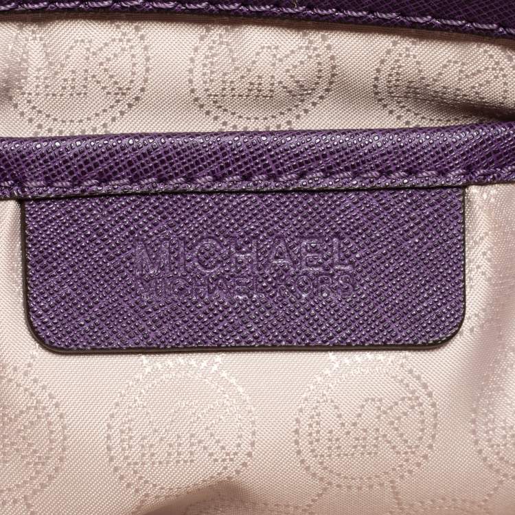 Pre Owned MICHAEL Michael Kors Purple Leather Medium Jet Set Top Zip Tote