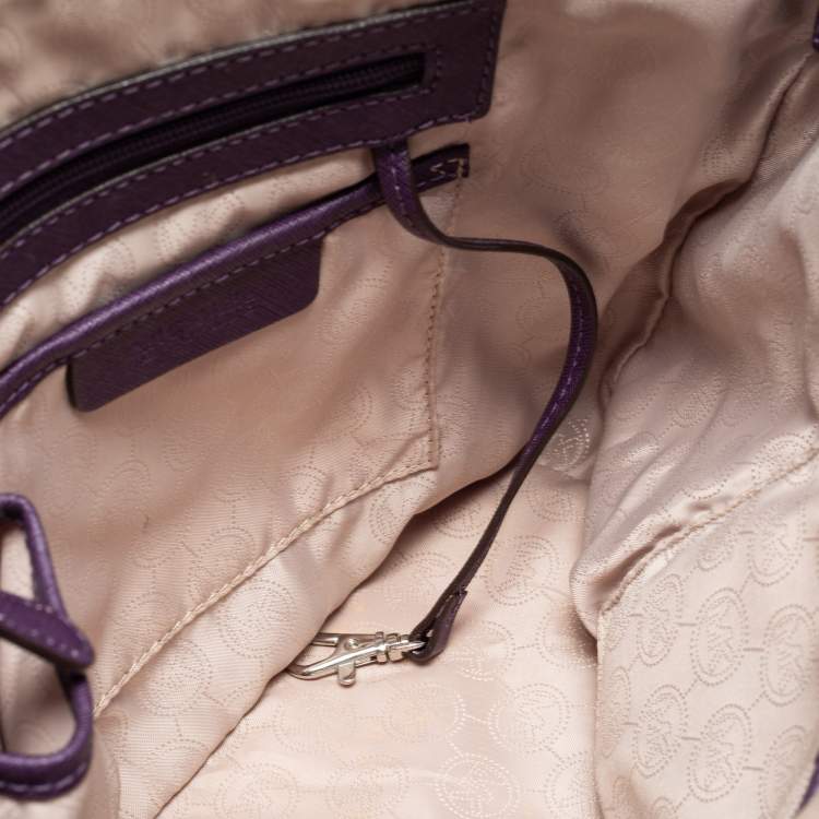 Pre Owned MICHAEL Michael Kors Purple Leather Medium Jet Set Top Zip Tote