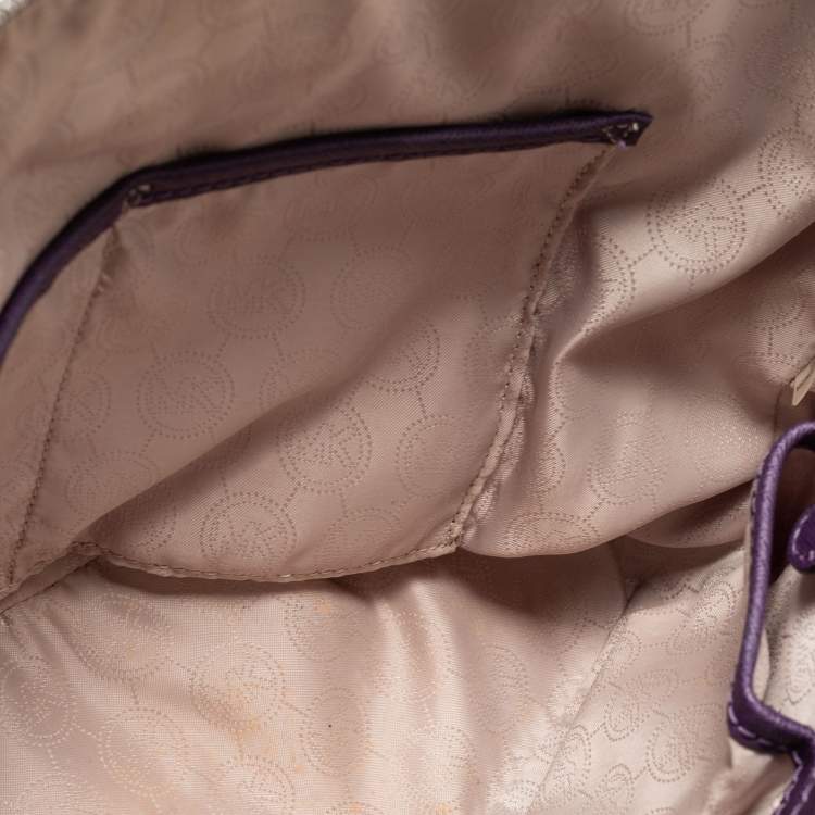 Pre Owned MICHAEL Michael Kors Purple Leather Medium Jet Set Top Zip Tote