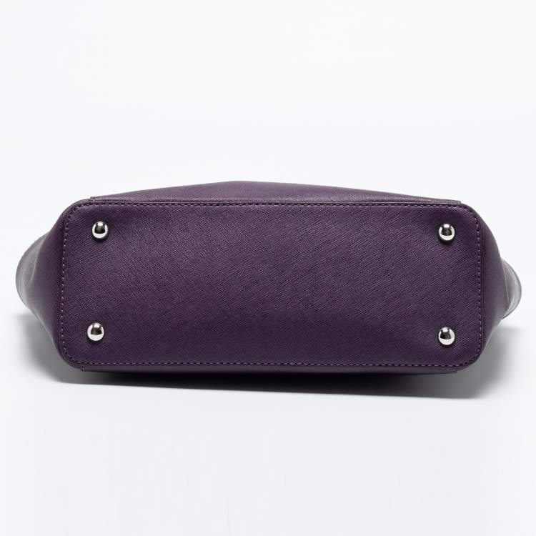 Pre Owned MICHAEL Michael Kors Purple Leather Medium Jet Set Top Zip Tote