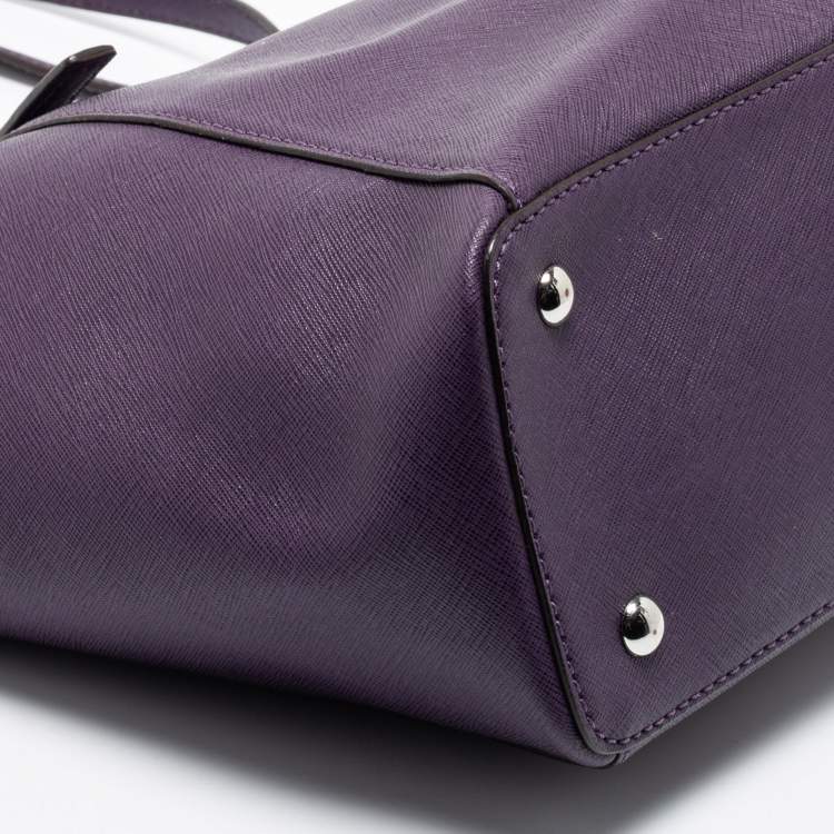 Pre Owned MICHAEL Michael Kors Purple Leather Medium Jet Set Top Zip Tote