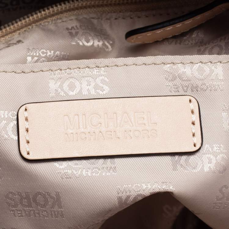 Pre Owned MICHAEL Michael Kors Brown/Beige Signature Coated Canvas and Leather Grayson Boston Bag