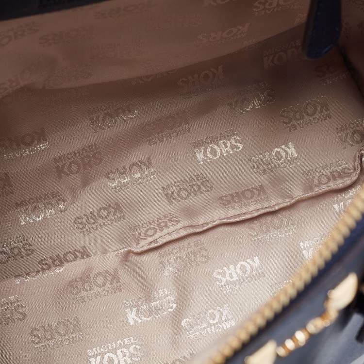 Pre Owned MICHAEL Michael Kors Navy Blue Leather Studded Ciara Satchel