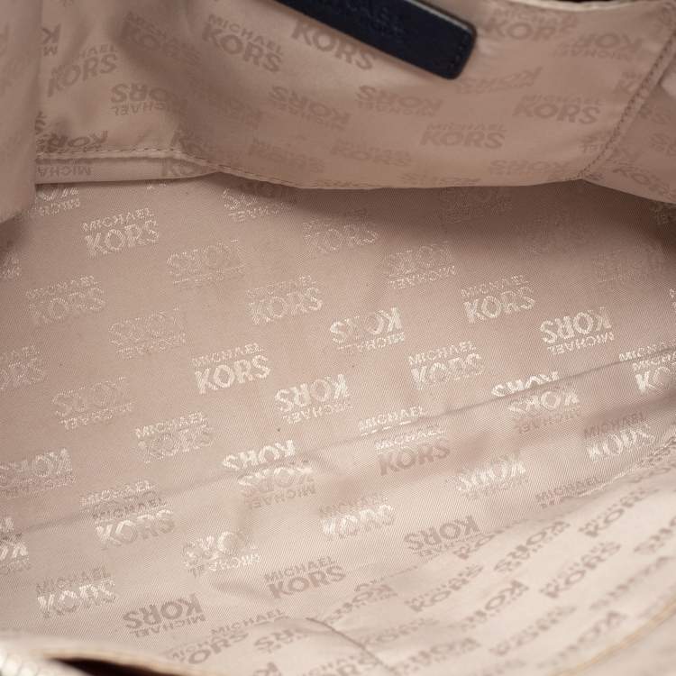 Pre Owned MICHAEL Michael Kors Navy Blue Saffiano Leather Cindy Dome Satchel