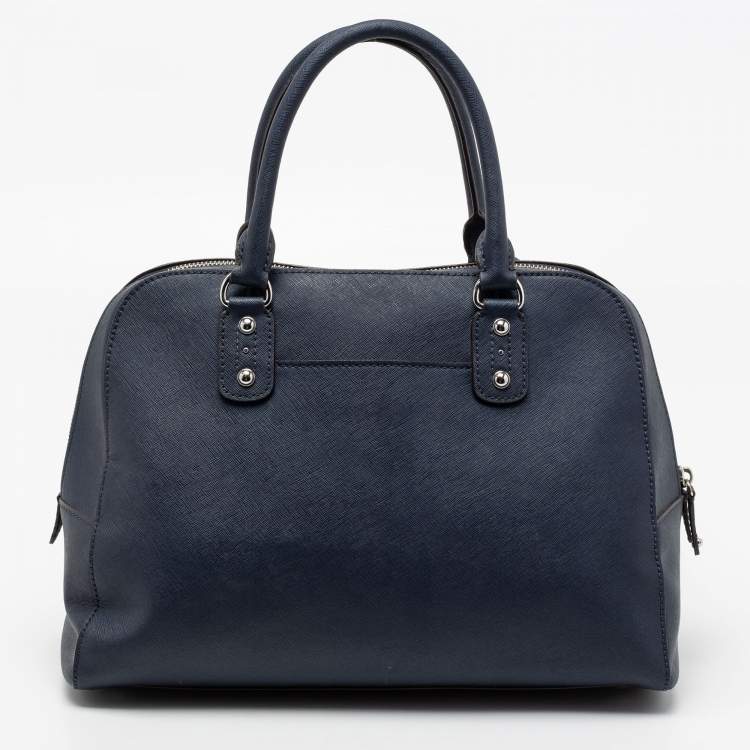 Pre Owned MICHAEL Michael Kors Navy Blue Saffiano Leather Cindy Dome Satchel