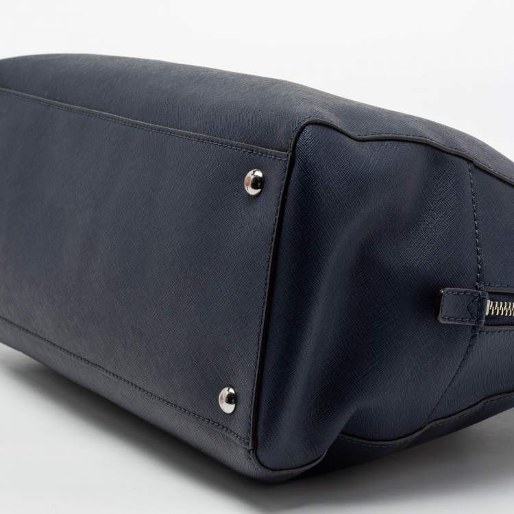 Pre Owned MICHAEL Michael Kors Navy Blue Saffiano Leather Cindy Dome Satchel