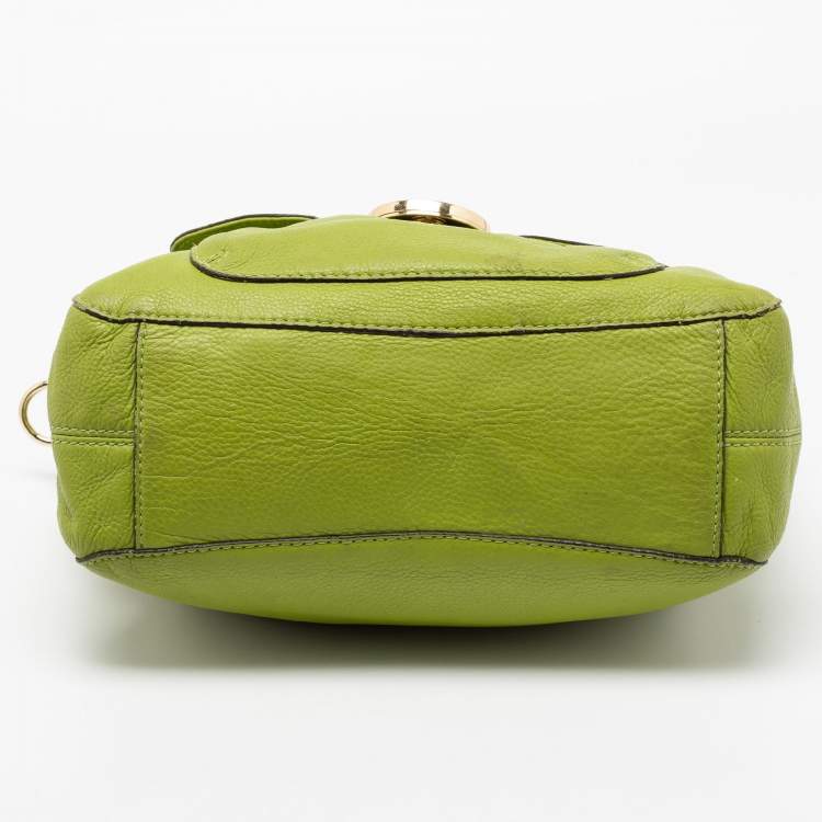 Pre Owned MICHAEL Michael Kors Green Soft Leather Fulton Chain Satchel